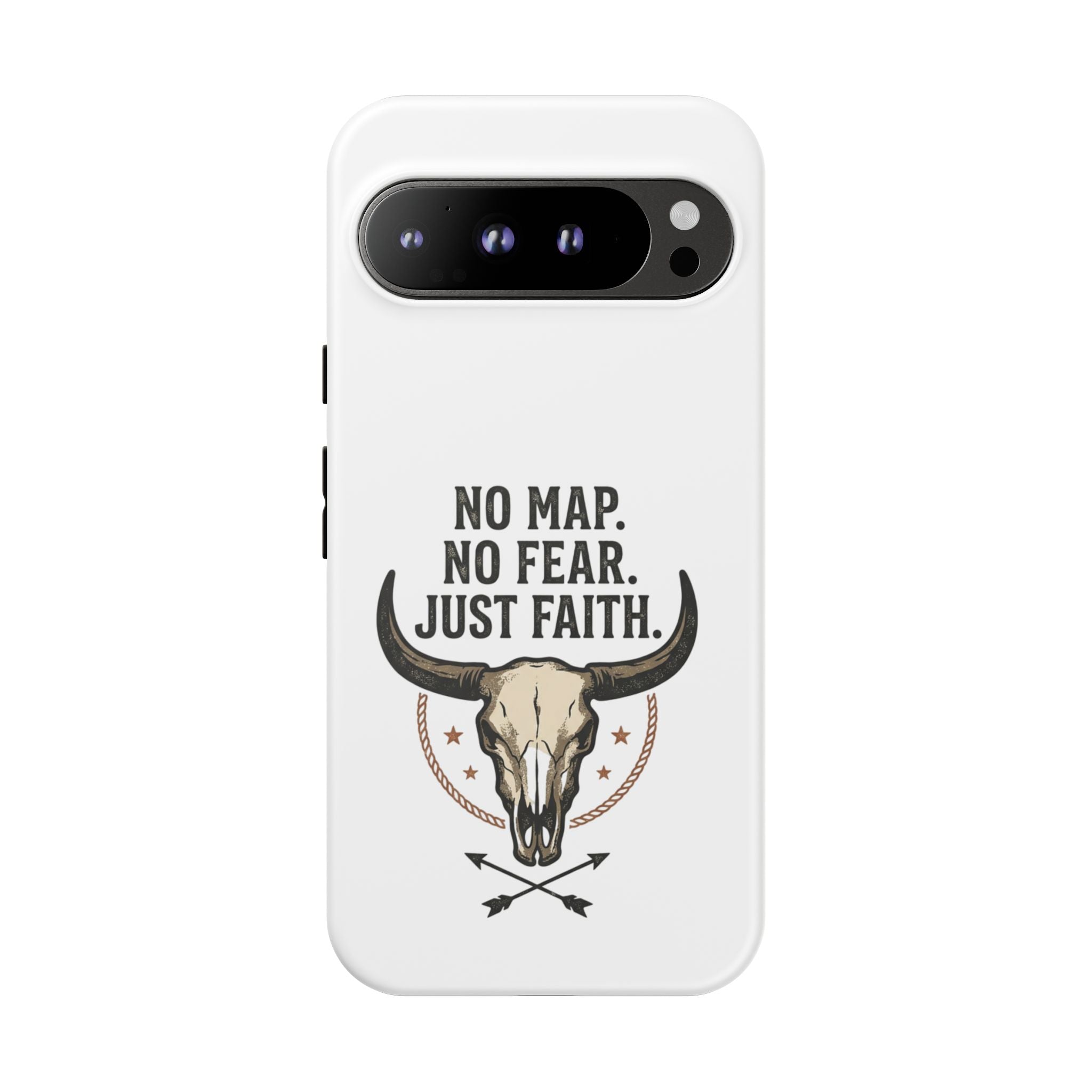 Phone Case — "No Map. No Fear. Just Faith." Skull Design