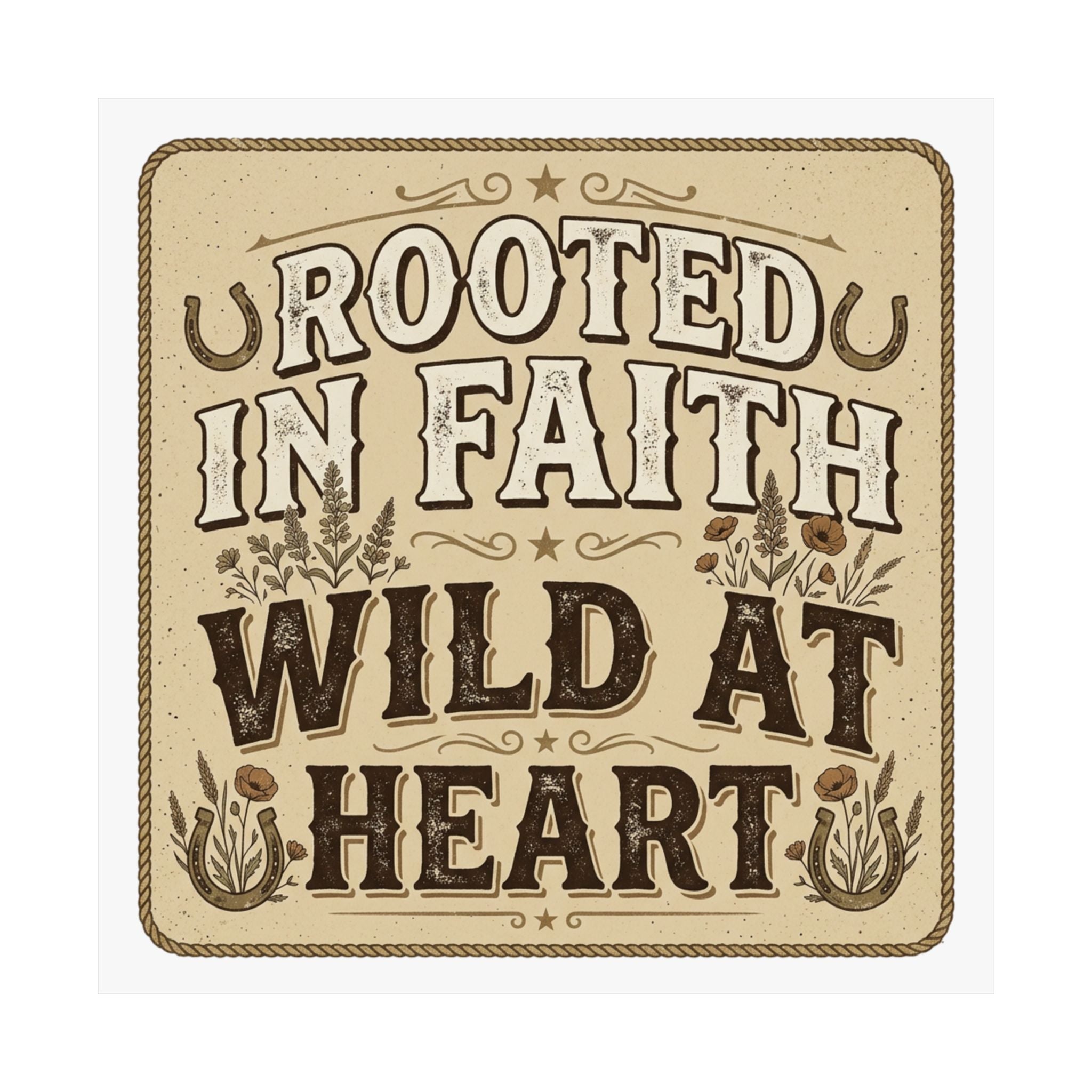 Rooted in Faith, Wild at Heart Matte Poster — Rustic Inspirational Wall Art