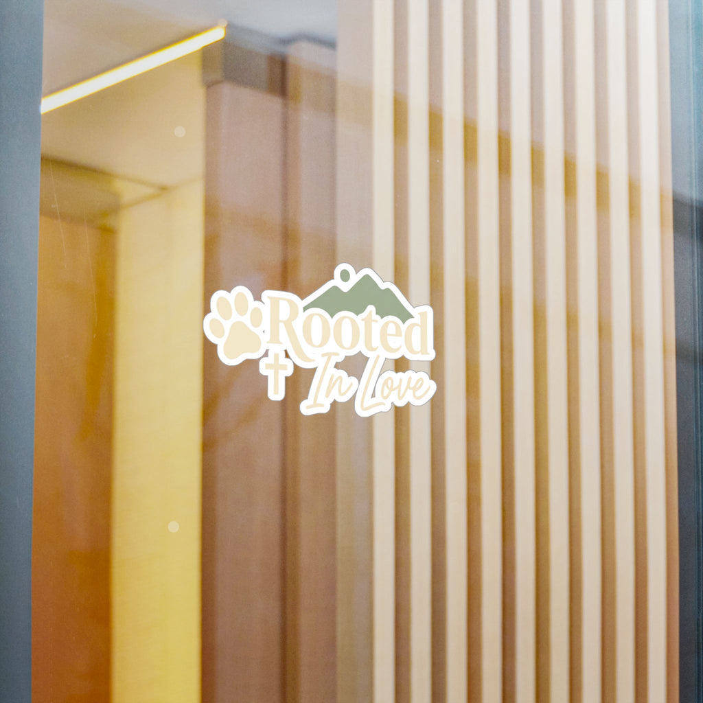 Rooted In Love Paw & Mountain Vinyl Sticker — Kiss-Cut Decal