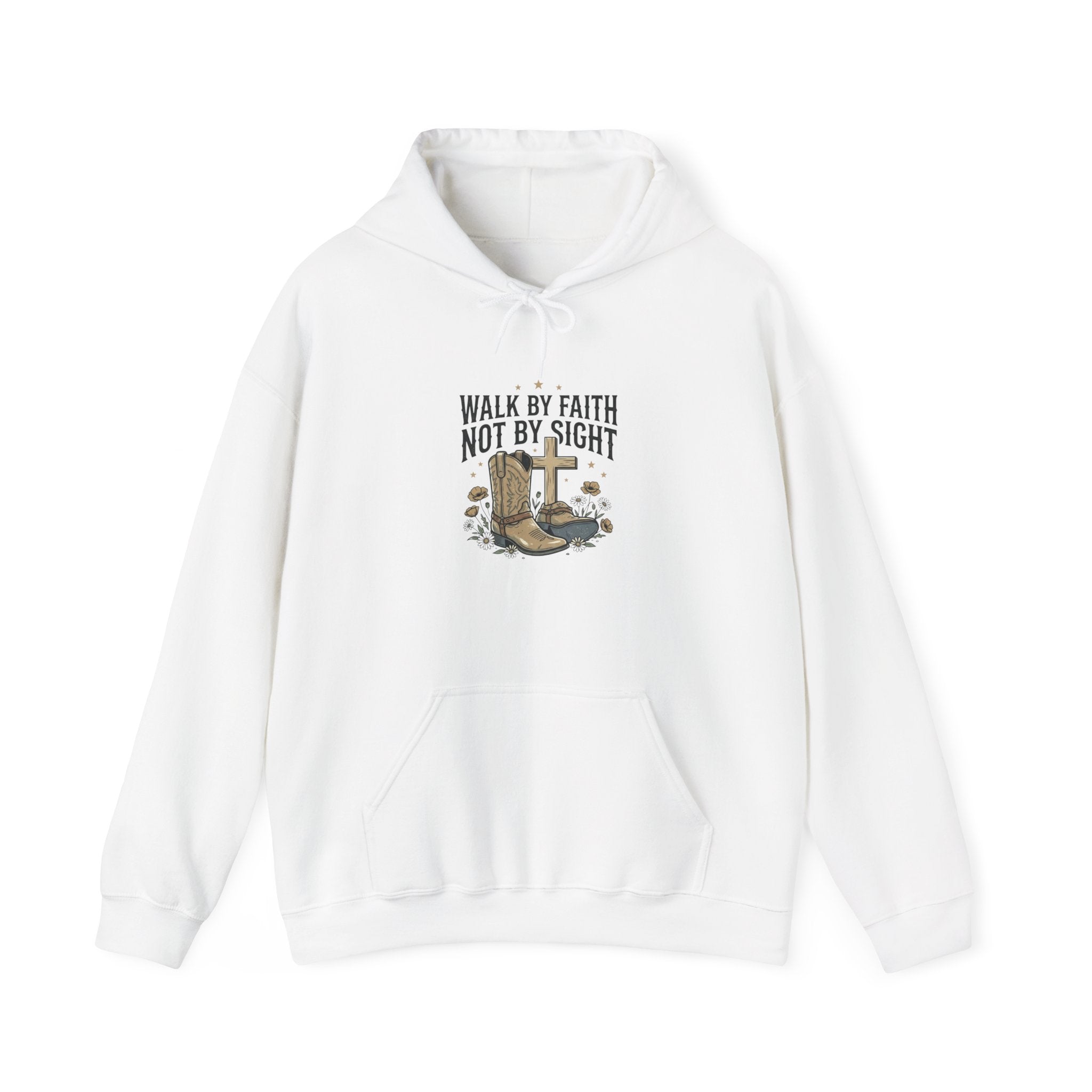 Faith Cowboy Hoodie — "Walk by Faith Not by Sight" Christian Western Sweatshirt