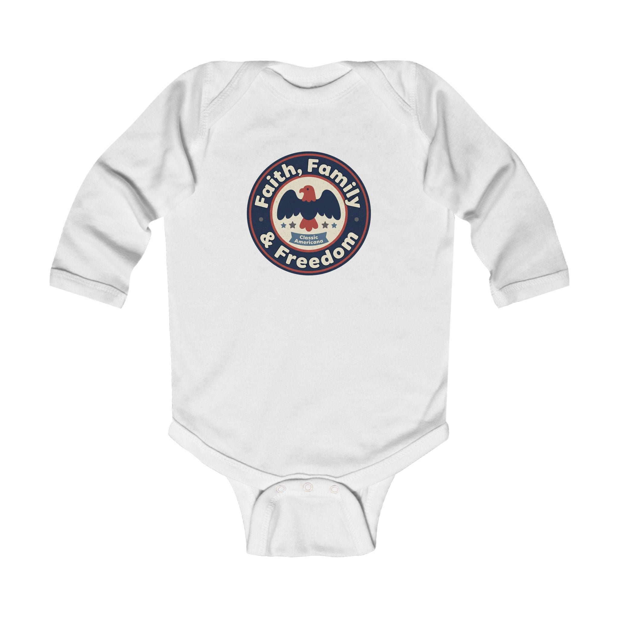 Infant Bodysuit - 'Faith, Family & Freedom' Patriotic Eagle Baby Onesie