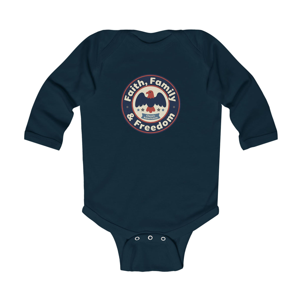 Infant Bodysuit - 'Faith, Family & Freedom' Patriotic Eagle Baby Onesie