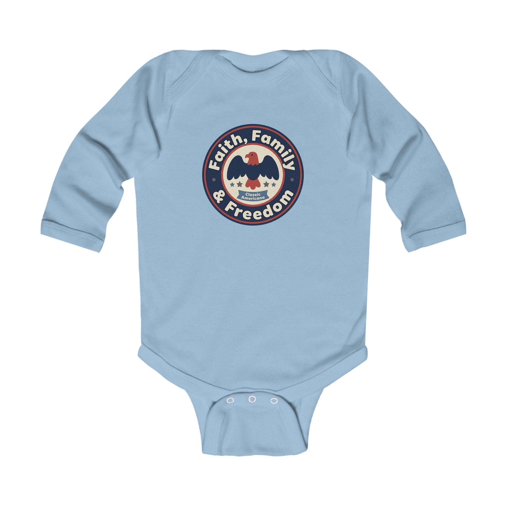 Infant Bodysuit - 'Faith, Family & Freedom' Patriotic Eagle Baby Onesie