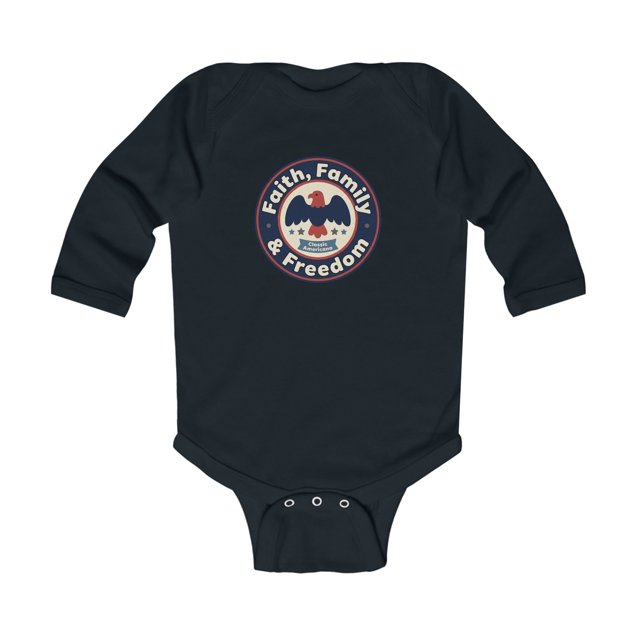 Infant Bodysuit - 'Faith, Family & Freedom' Patriotic Eagle Baby Onesie