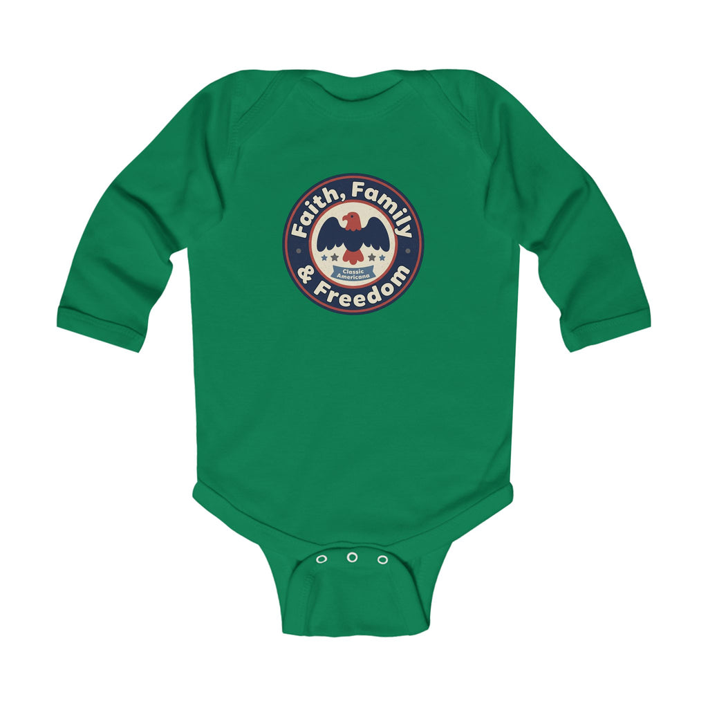 Infant Bodysuit - 'Faith, Family & Freedom' Patriotic Eagle Baby Onesie