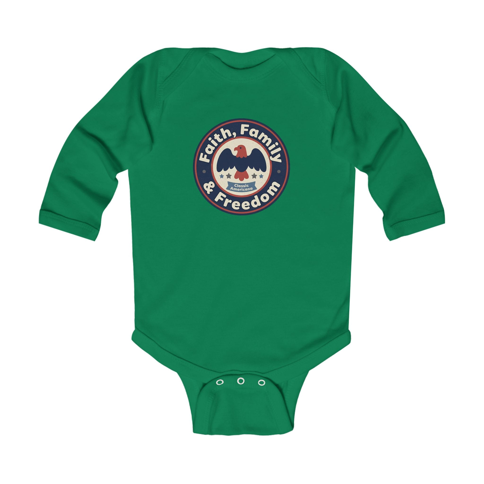 Infant Bodysuit - 'Faith, Family & Freedom' Patriotic Eagle Baby Onesie