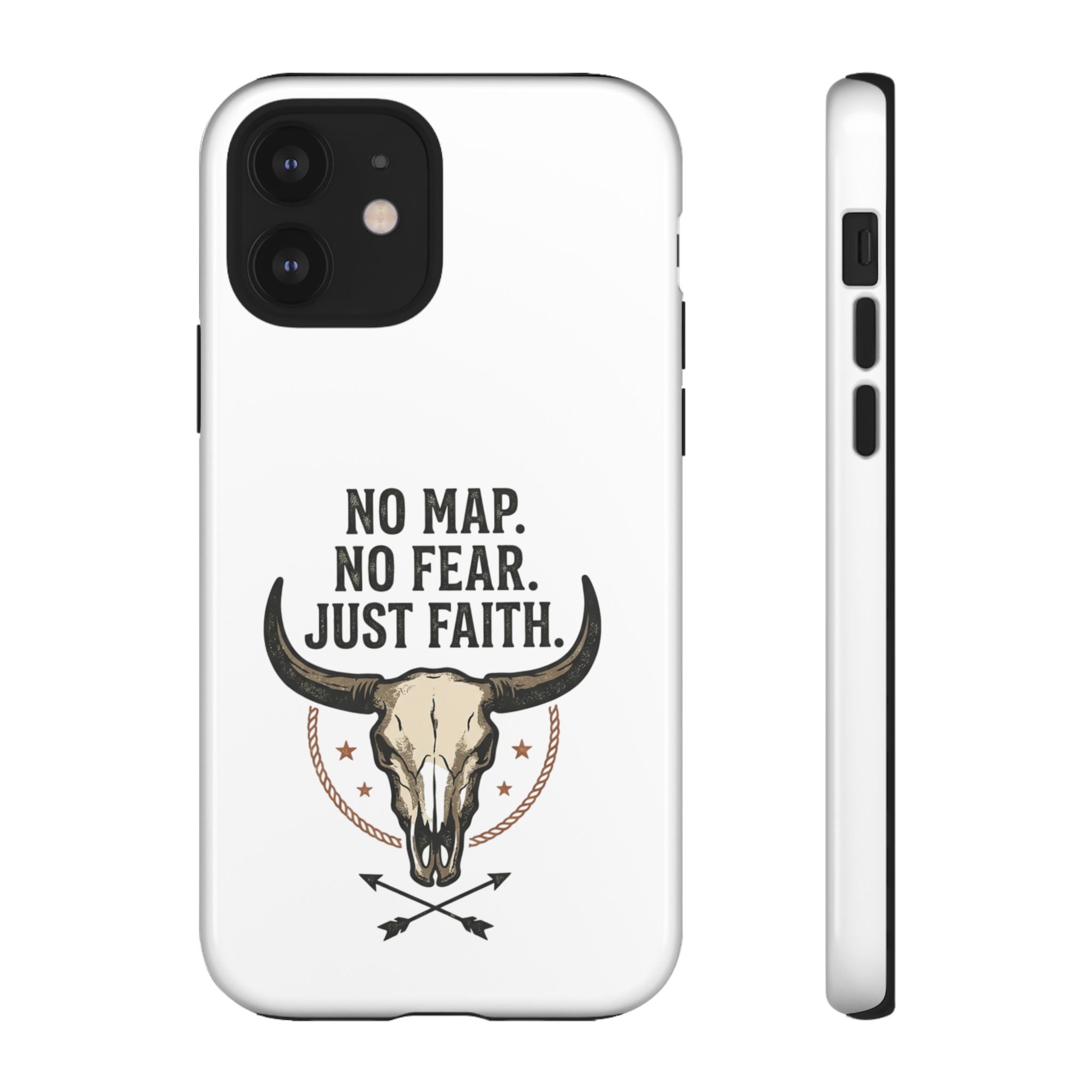Phone Case — "No Map. No Fear. Just Faith." Skull Design