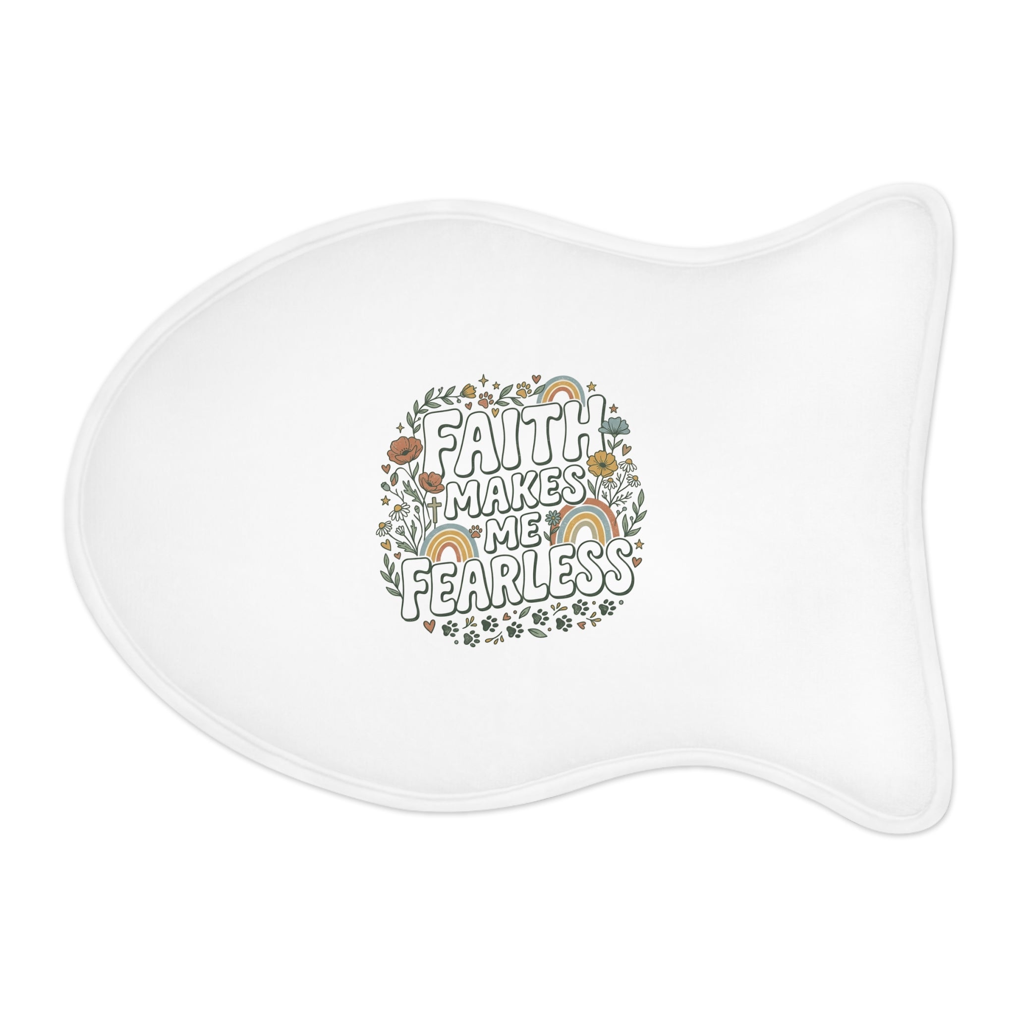 Faith Makes Me Fearless Pet Feeding Mat — Inspirational Dog & Cat Bowl Placemat