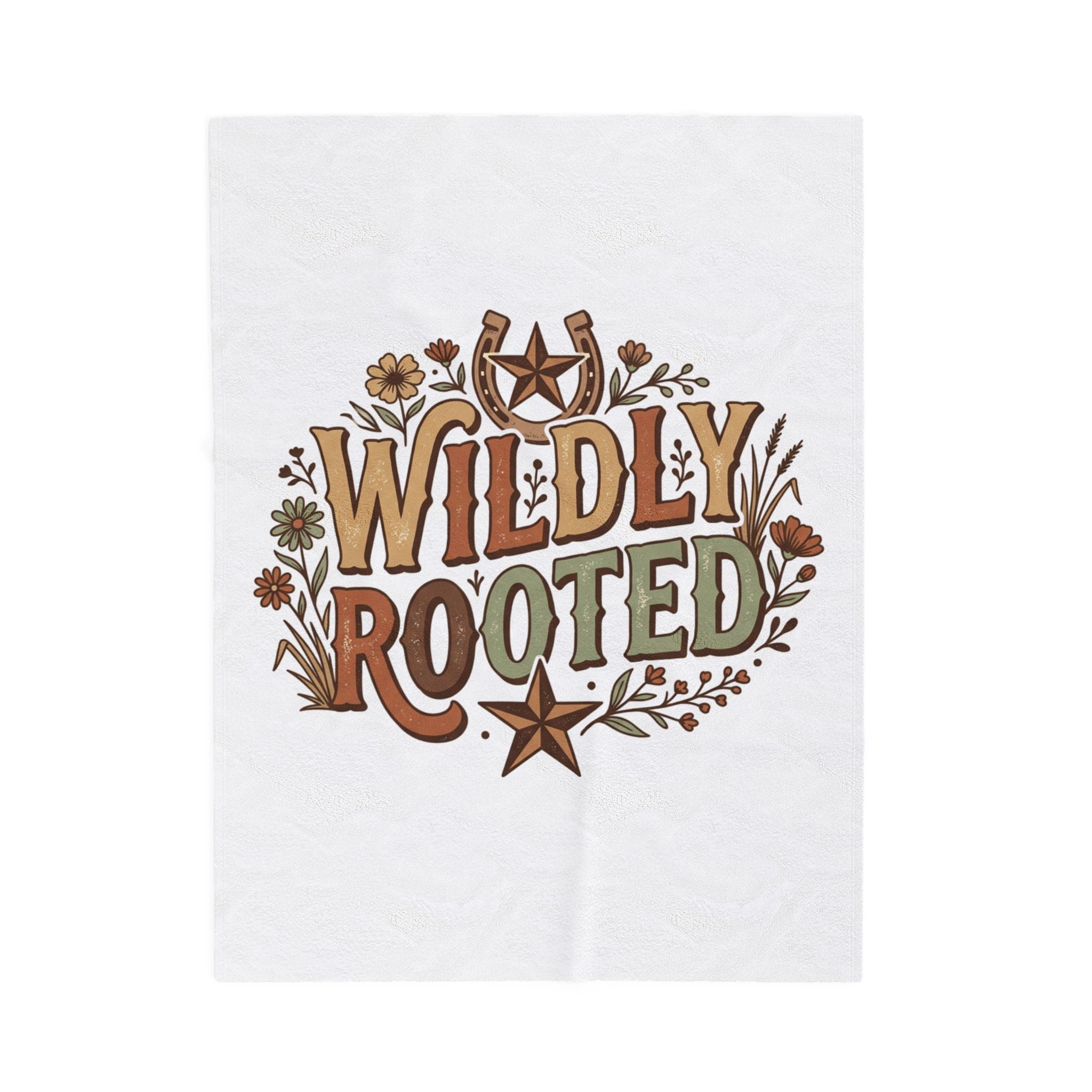 Velveteen Plush Blanket – “Wildly Rooted” Boho Western Throw