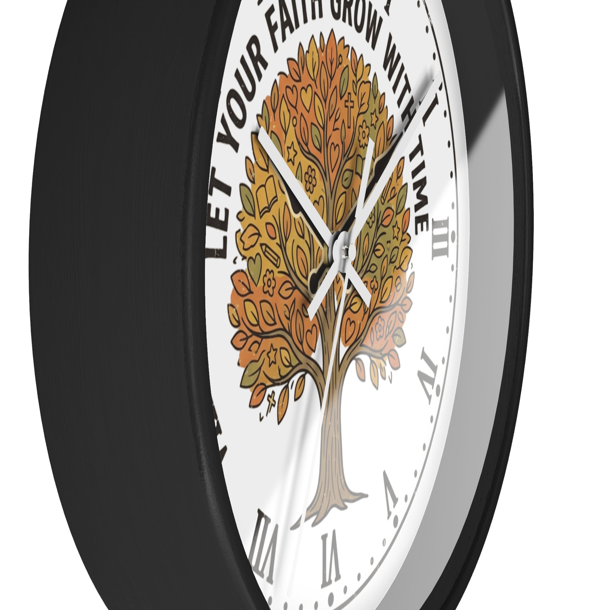 Fall Tree Wall Clock — "Let Your Faith Grow With Time" Inspirational Home Decor