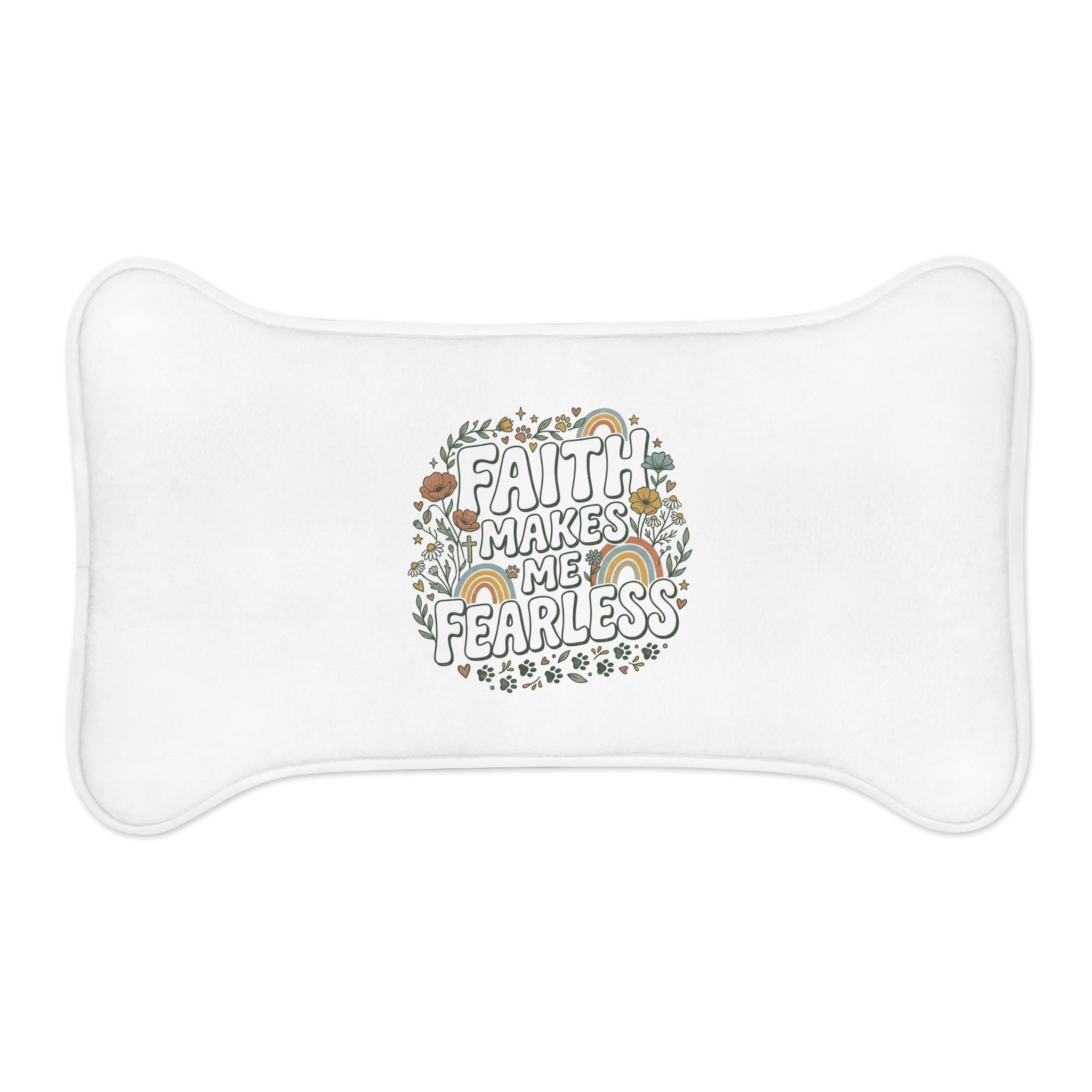 Faith Makes Me Fearless Pet Feeding Mat — Inspirational Dog & Cat Bowl Placemat