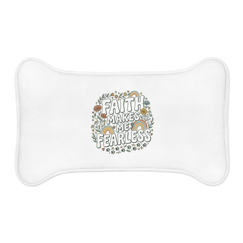 Faith Makes Me Fearless Pet Feeding Mat — Inspirational Dog & Cat Bowl Placemat