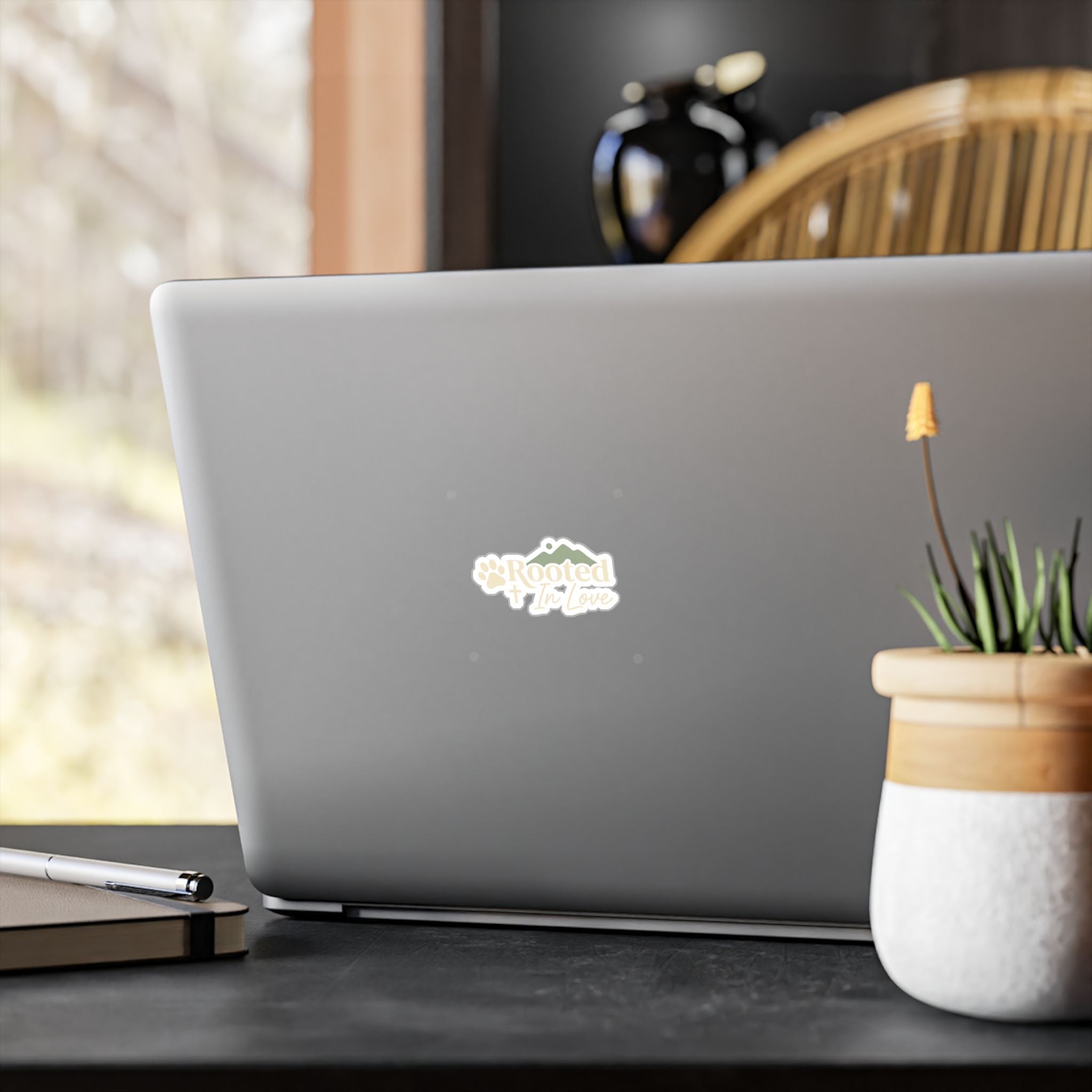 Rooted In Love Paw & Mountain Vinyl Sticker — Kiss-Cut Decal
