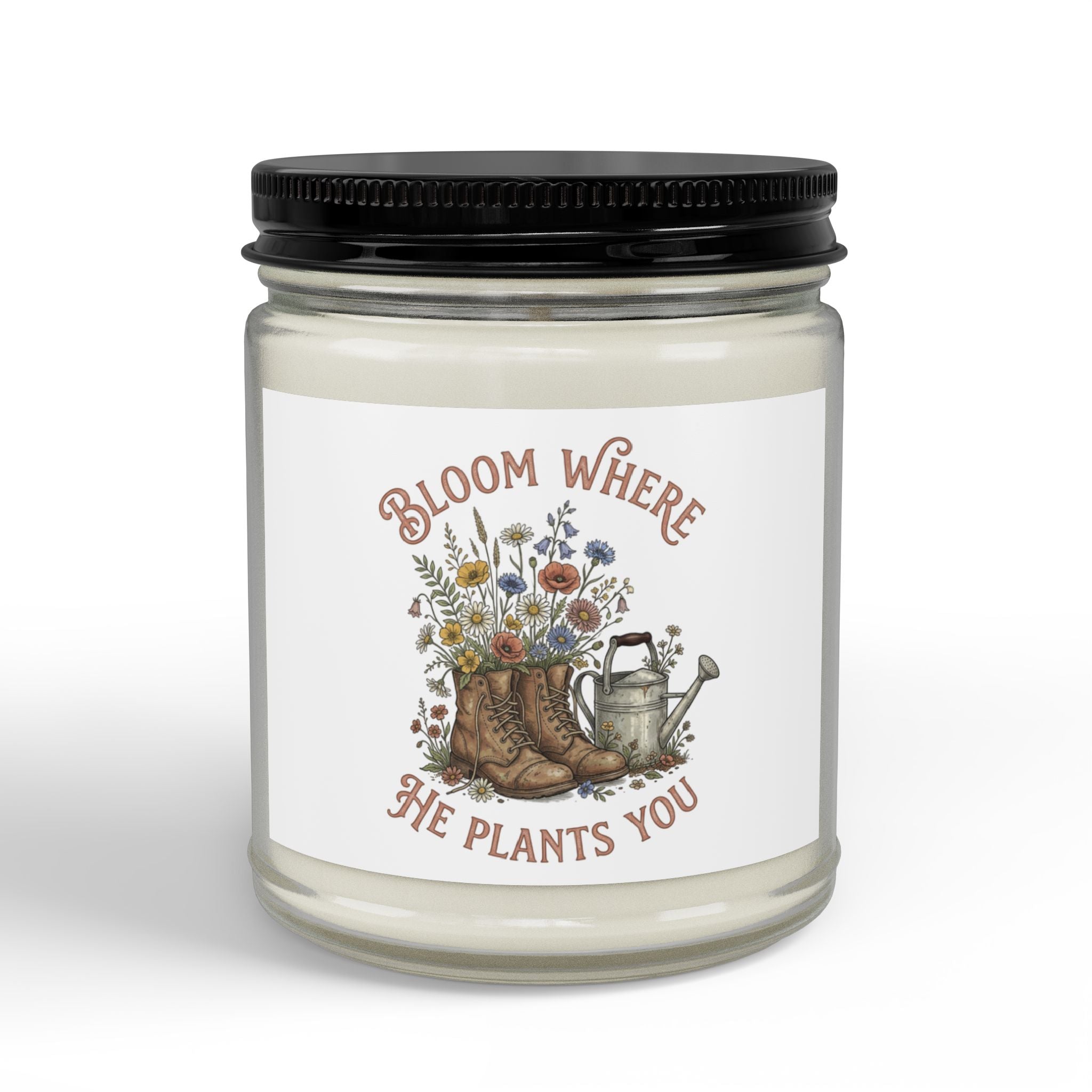 Soy Candle — "Bloom Where She Plants You" Amber Jar (4oz & 9oz)