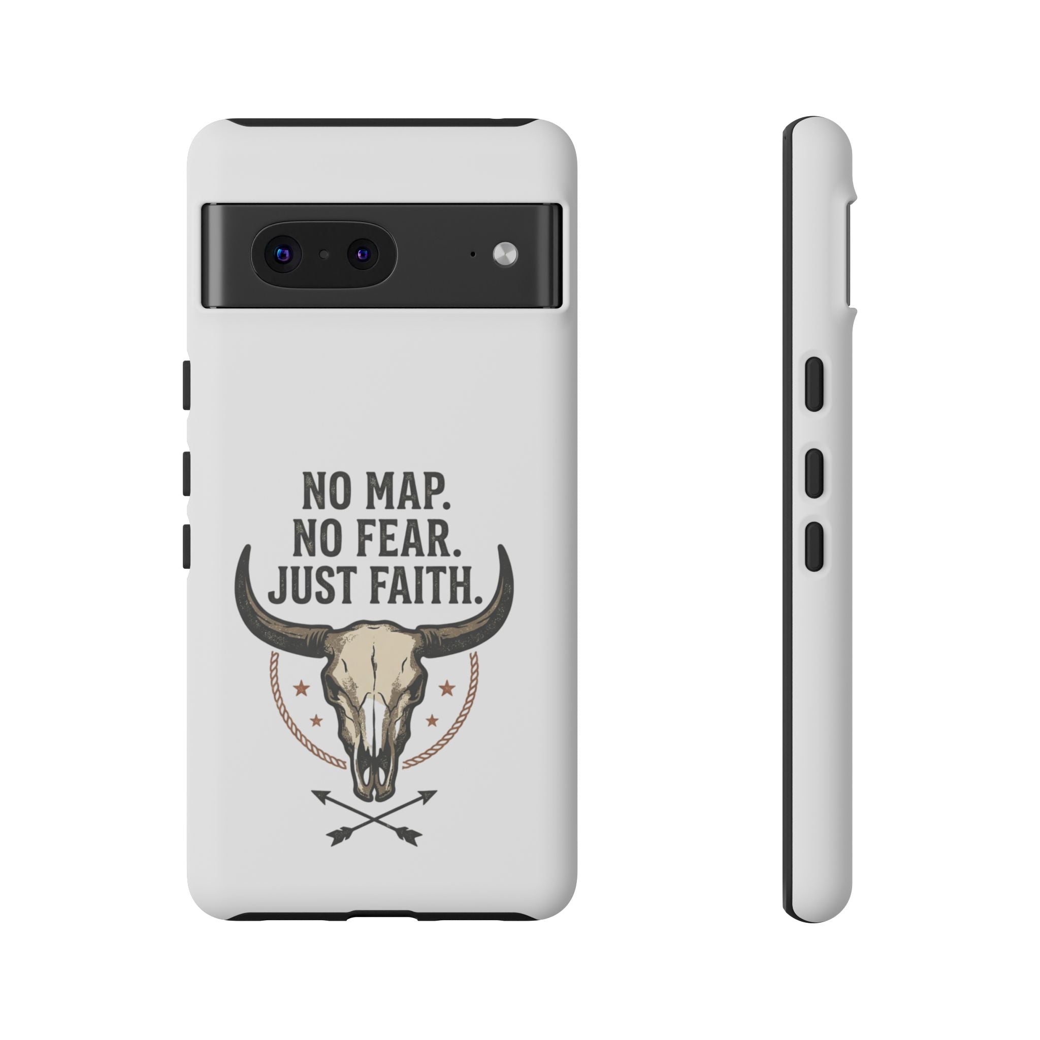 Phone Case — "No Map. No Fear. Just Faith." Skull Design