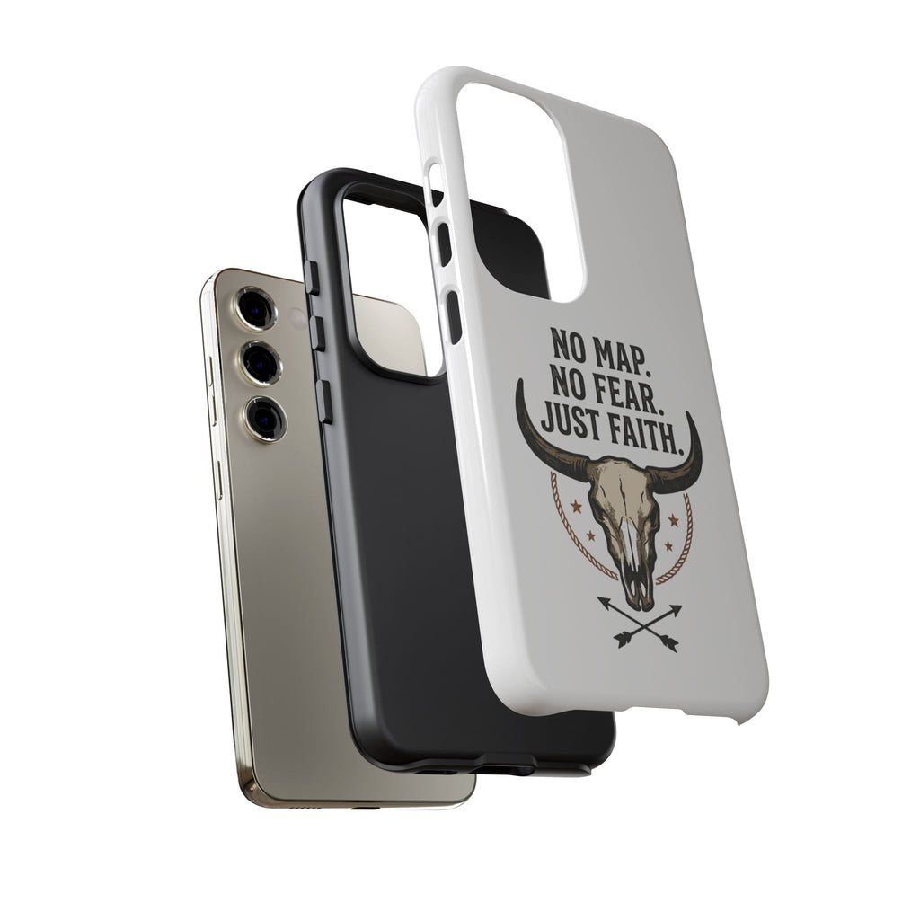 Phone Case — "No Map. No Fear. Just Faith." Skull Design