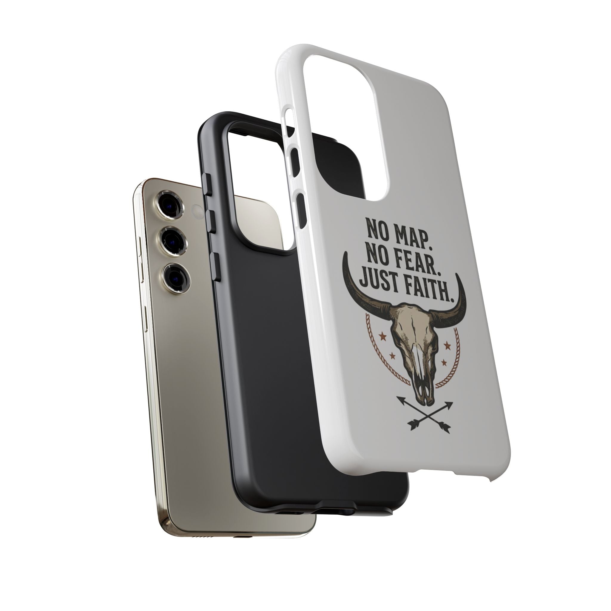 Phone Case — "No Map. No Fear. Just Faith." Skull Design