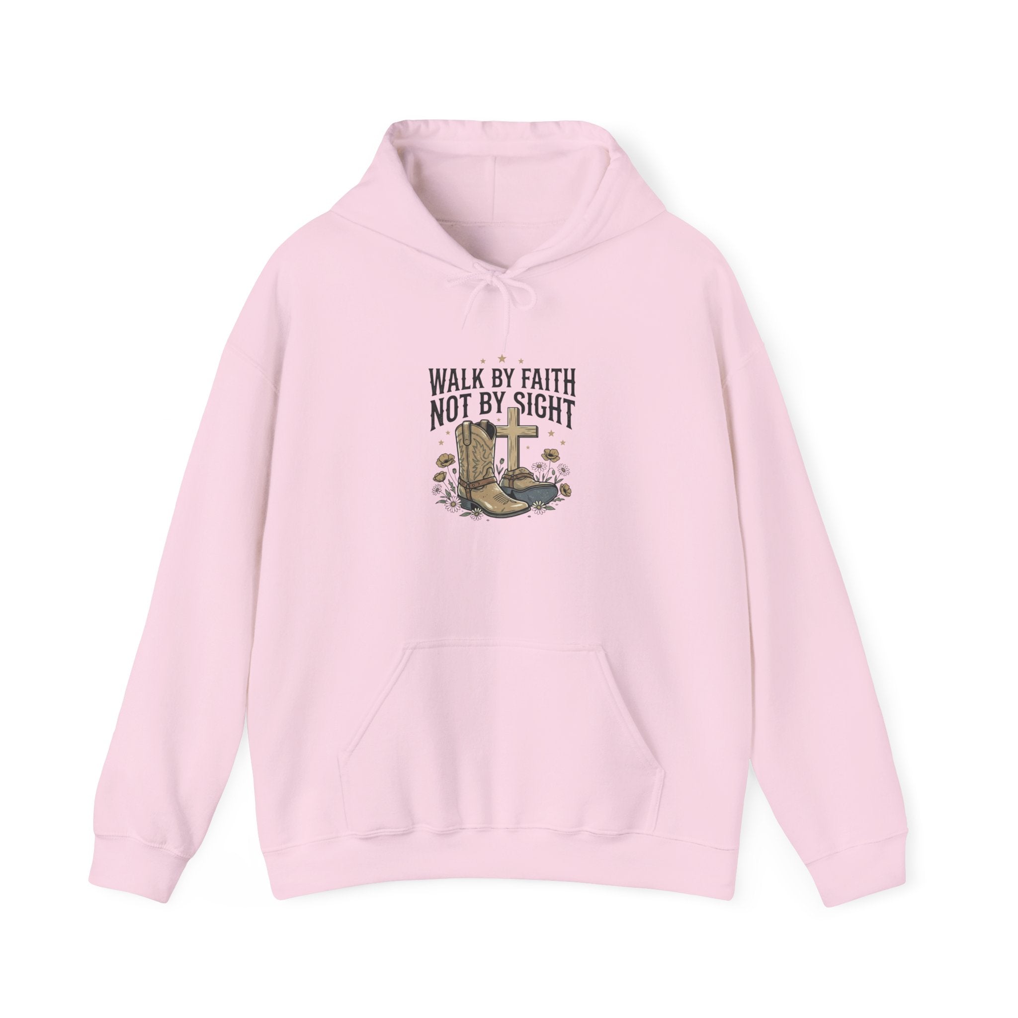 Faith Cowboy Hoodie — "Walk by Faith Not by Sight" Christian Western Sweatshirt