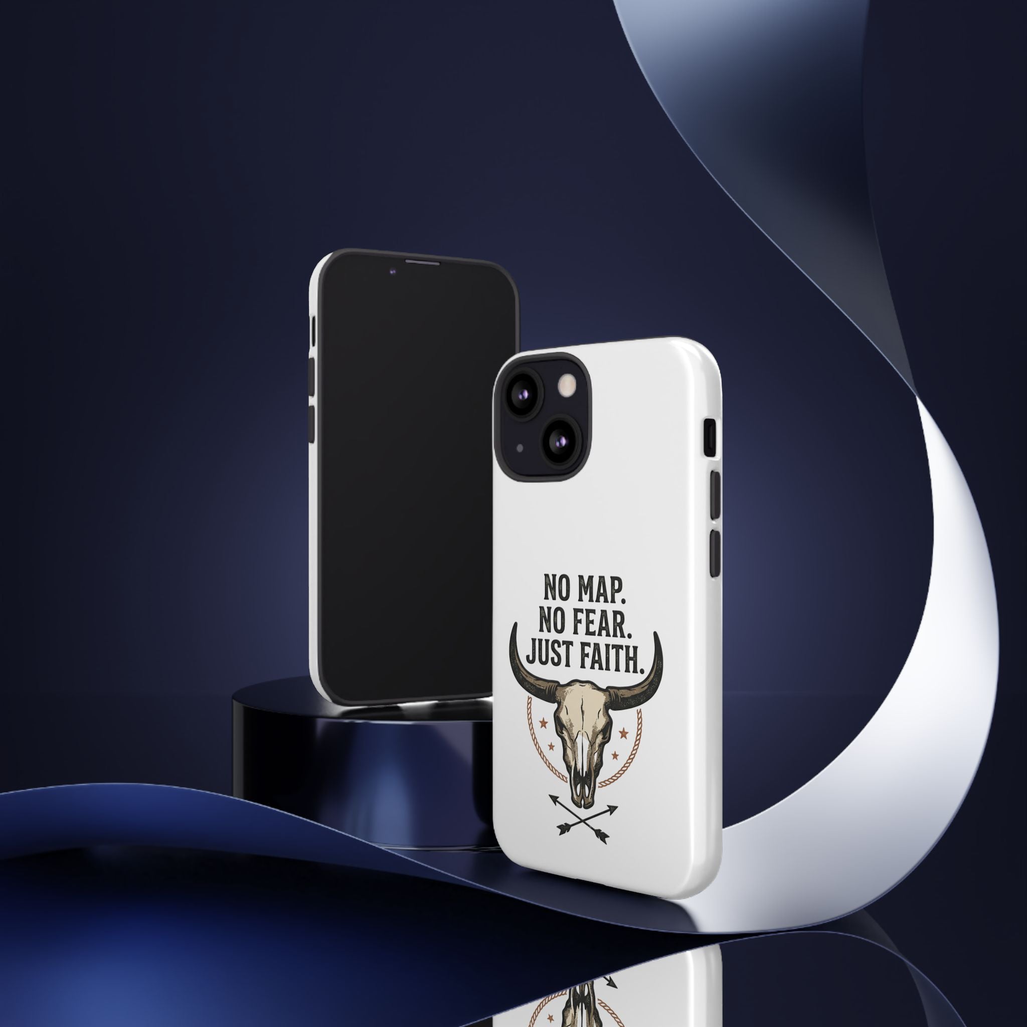 Phone Case — "No Map. No Fear. Just Faith." Skull Design