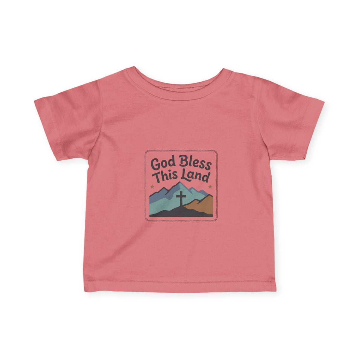 Infant Tee — "God Bless This Land" Mountain Cross Baby Shirt
