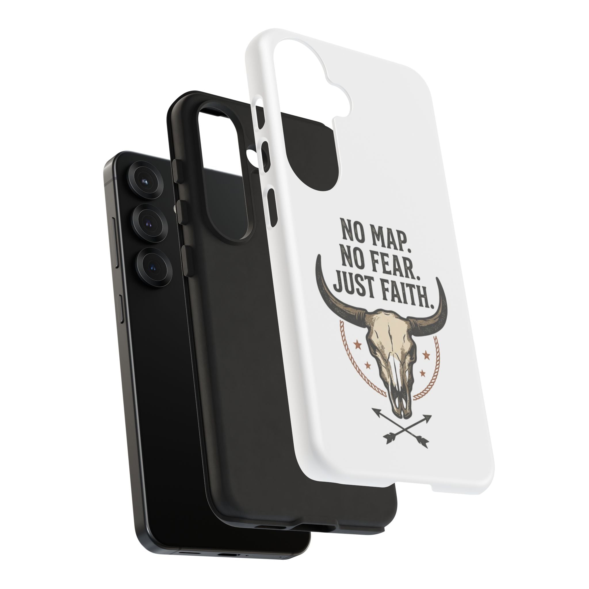 Phone Case — "No Map. No Fear. Just Faith." Skull Design