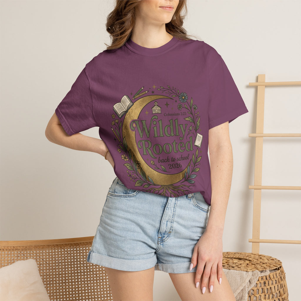 Wildly Rooted Back to School T-Shirt — Botanical Moon Design (2026)
