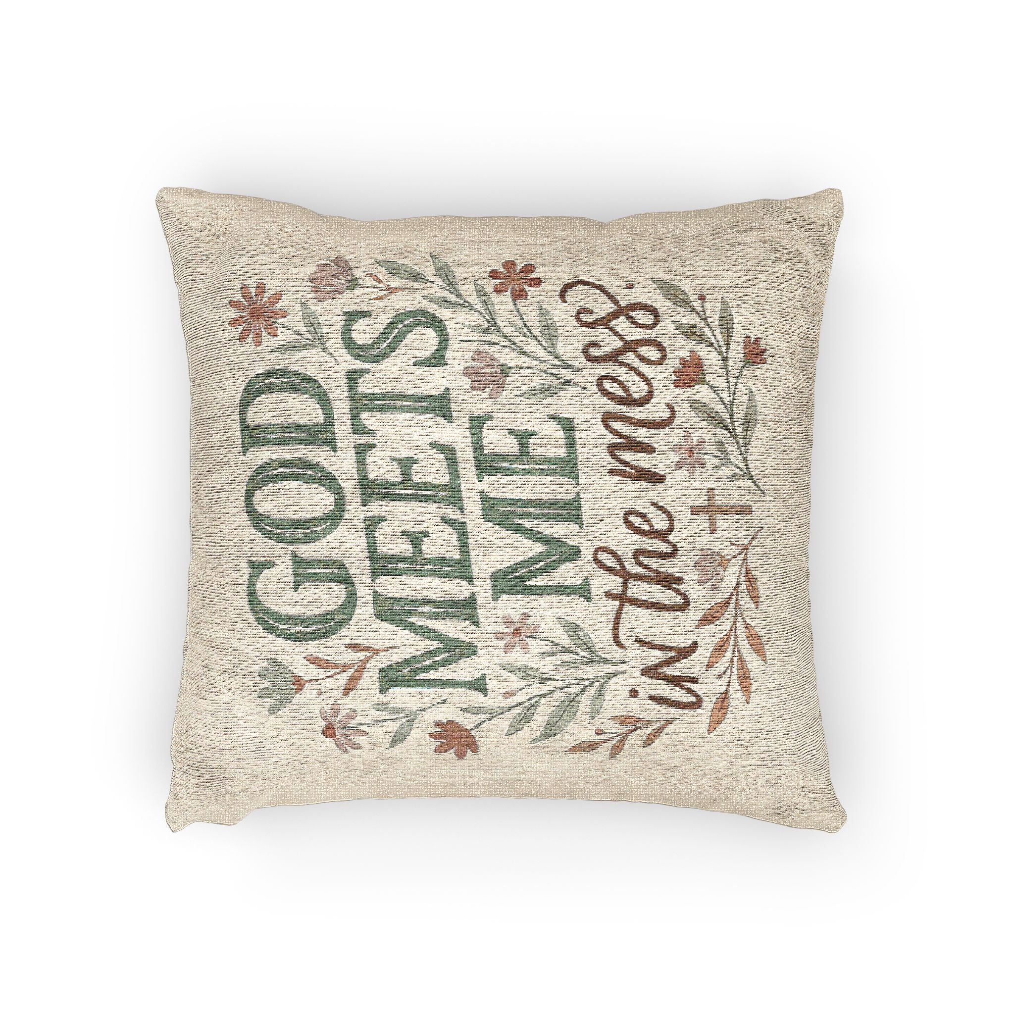 Woven Pillow — "God Meets Me in the Mess" Faith Decorative Throw Pillow