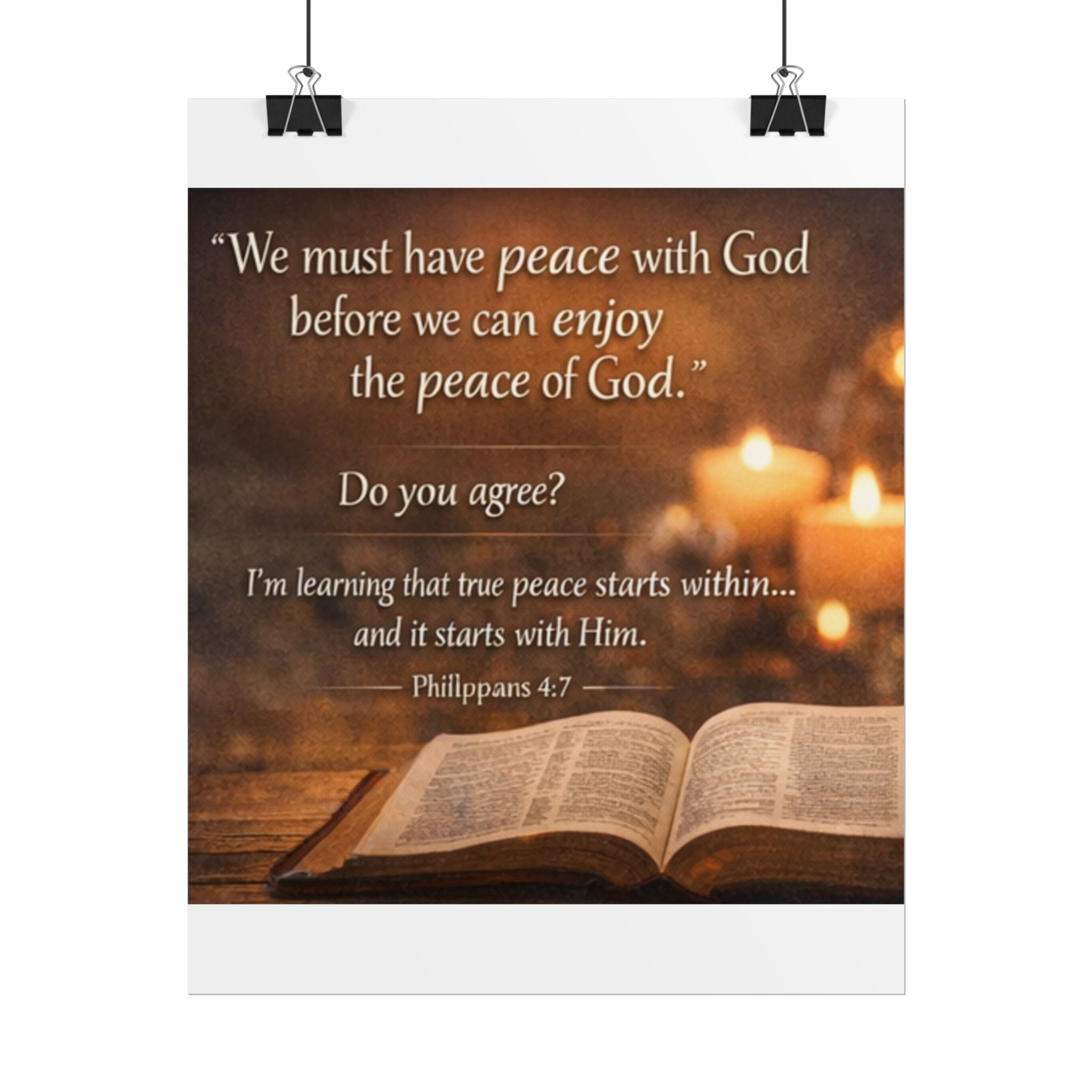 Rolled Poster – "Peace with God" Inspirational Bible Verse (Philippians 4:7)