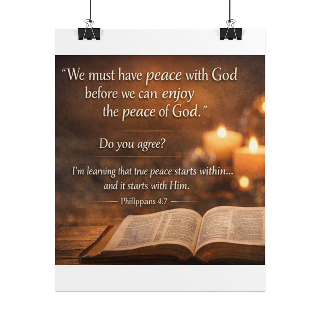 Rolled Poster – "Peace with God" Inspirational Bible Verse (Philippians 4:7)