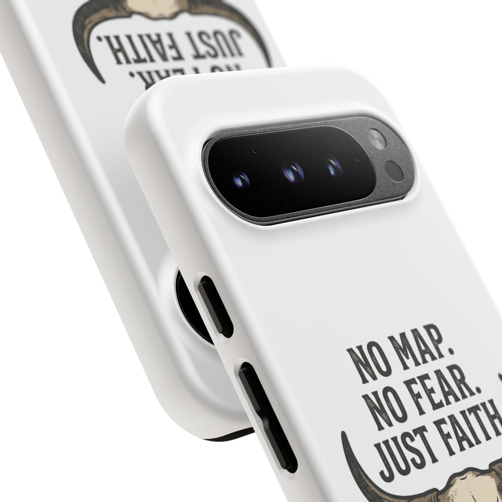 Phone Case — "No Map. No Fear. Just Faith." Skull Design