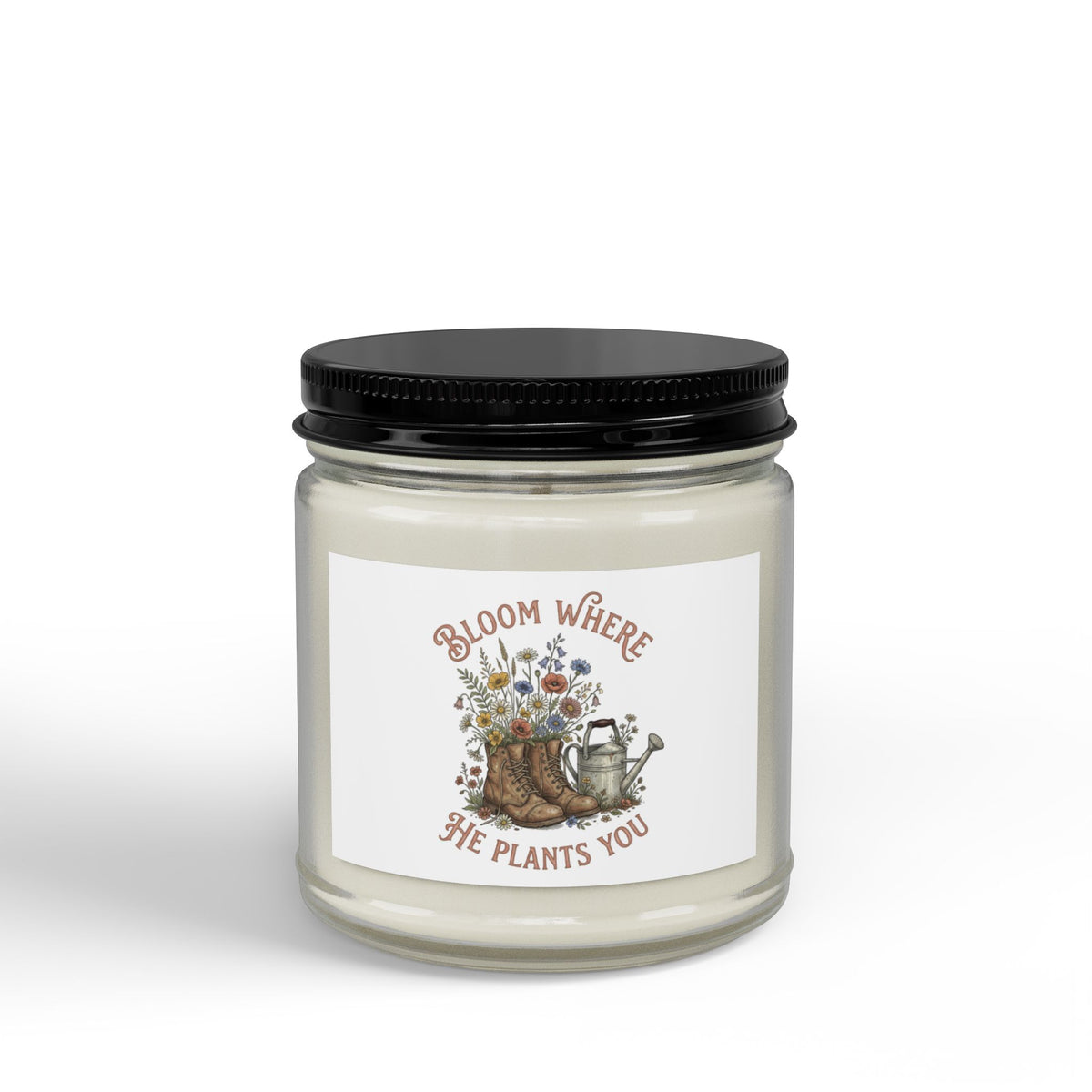 Soy Candle — "Bloom Where She Plants You" Amber Jar (4oz & 9oz)