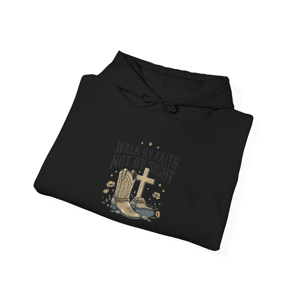 Faith Cowboy Hoodie — "Walk by Faith Not by Sight" Christian Western Sweatshirt