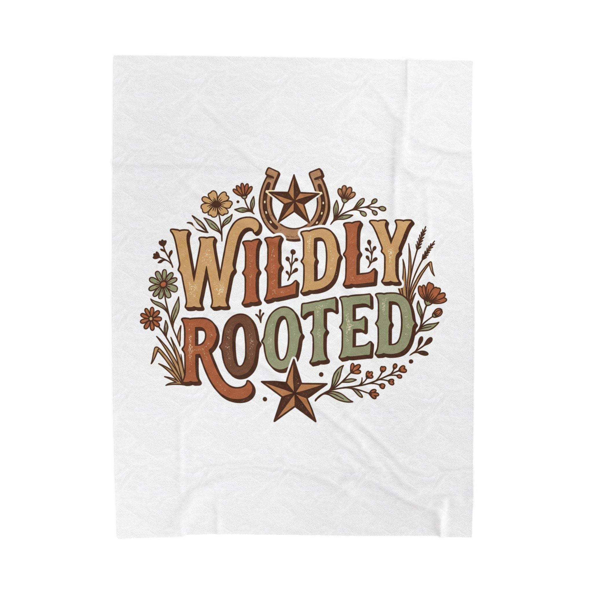 Velveteen Plush Blanket – “Wildly Rooted” Boho Western Throw