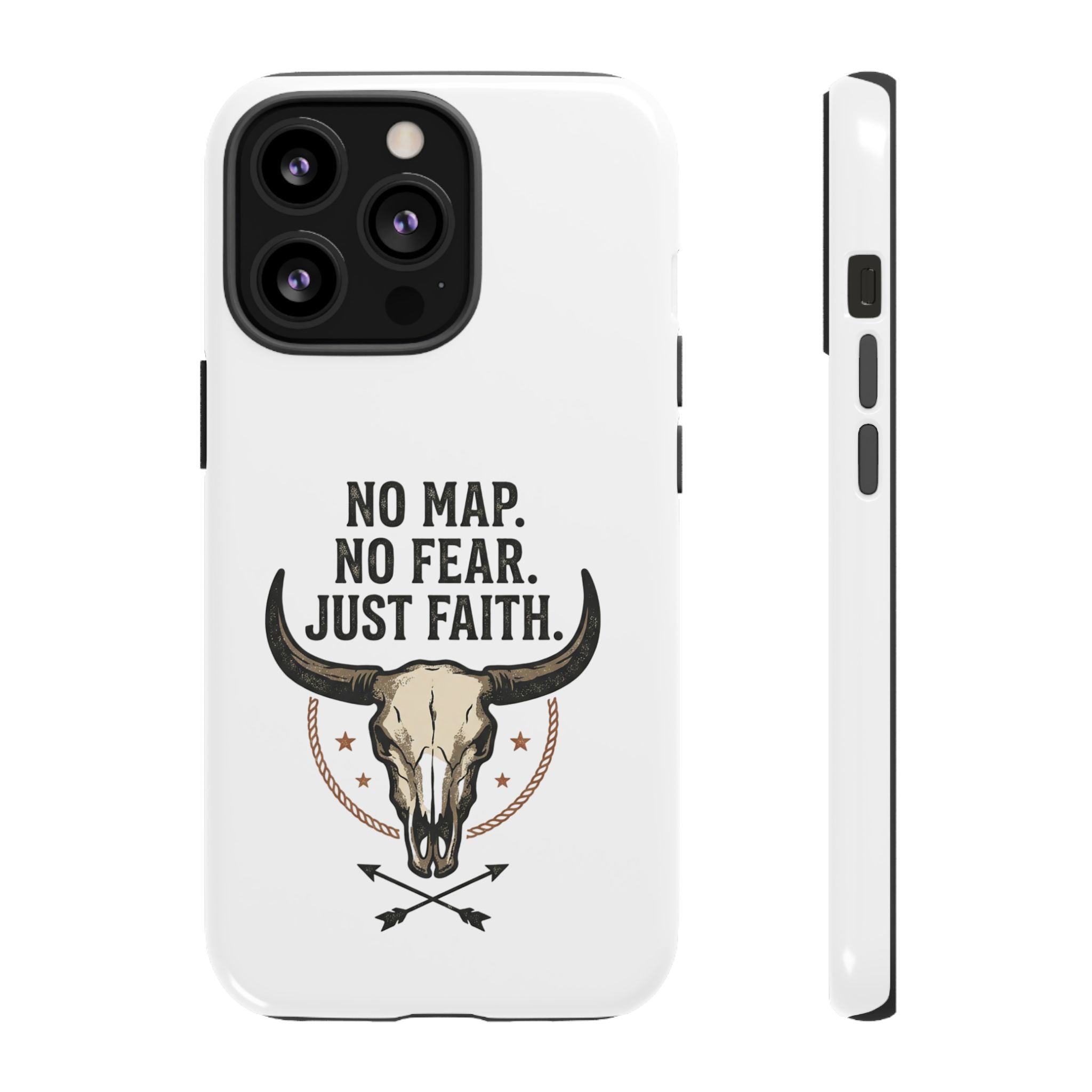 Phone Case — "No Map. No Fear. Just Faith." Skull Design