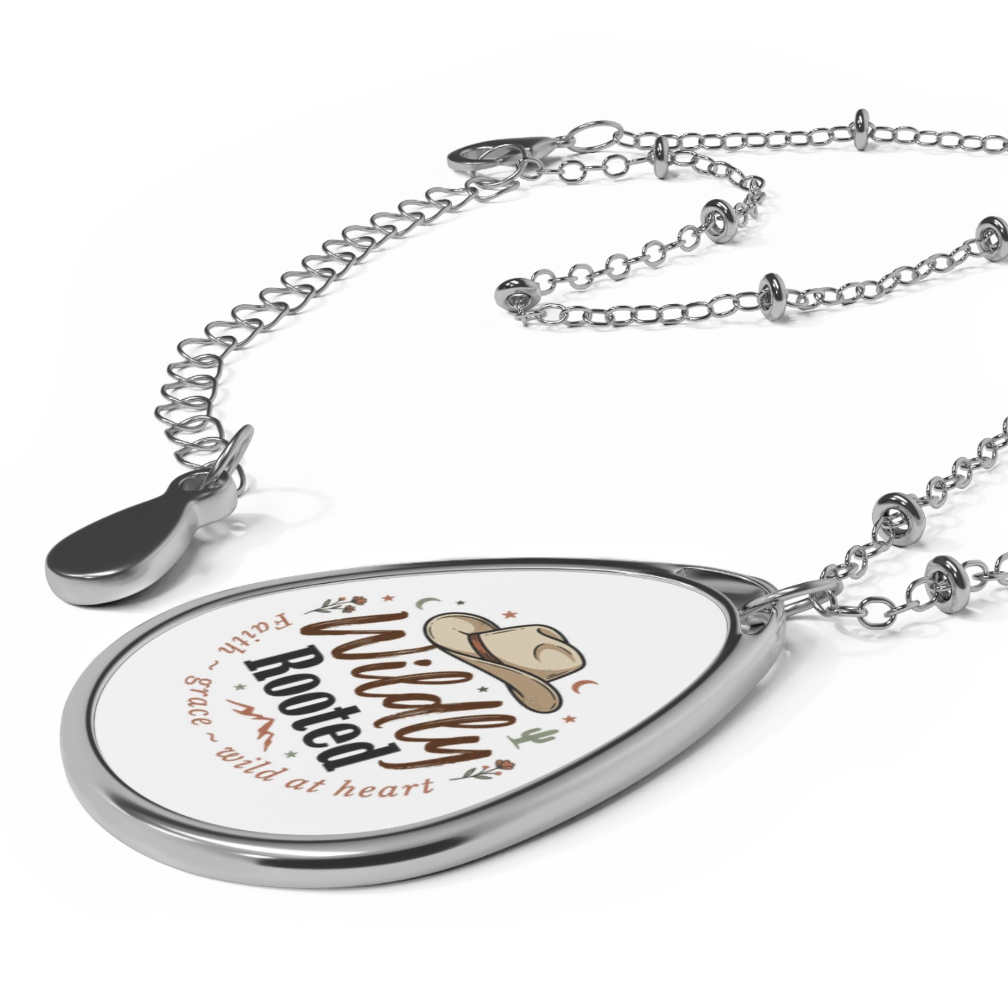 Wildly Rooted Oval Necklace — Cowboy Hat Inspirational Pendant
