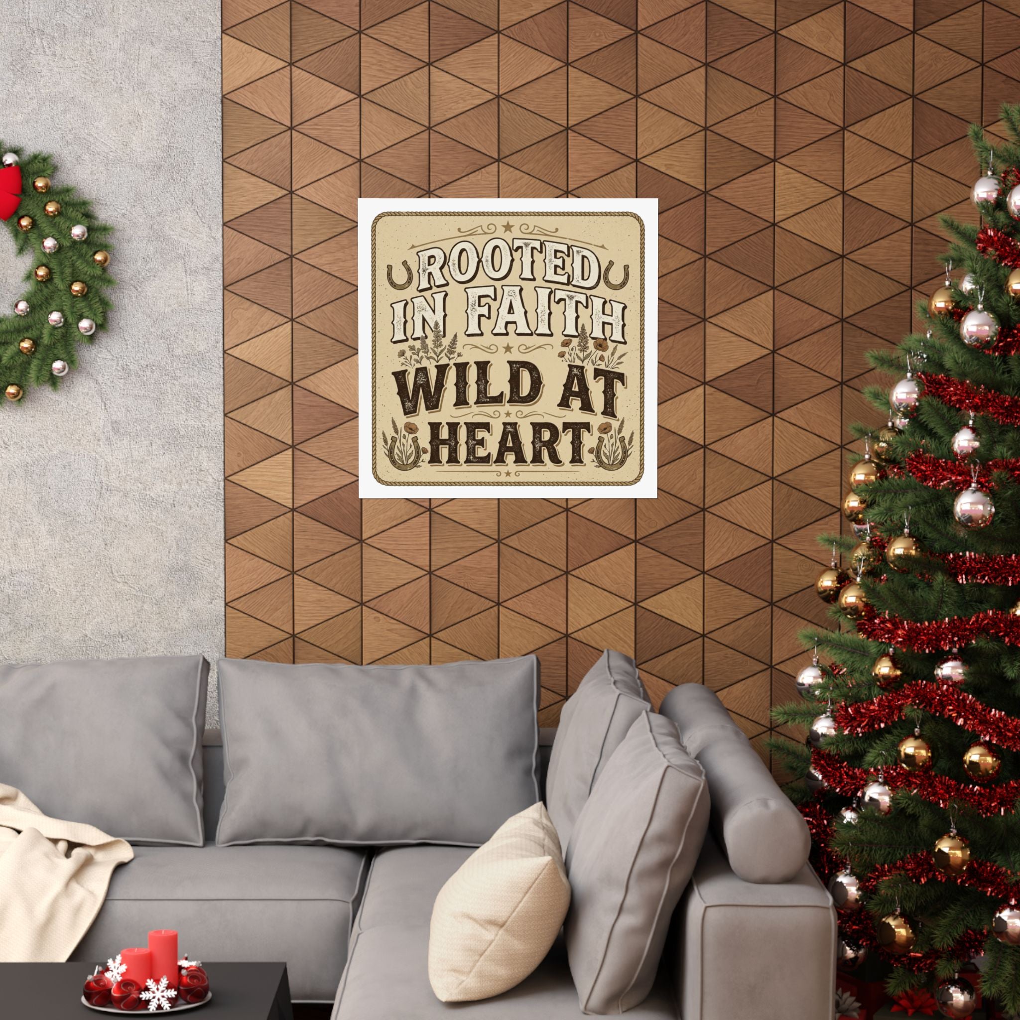 Rooted in Faith, Wild at Heart Matte Poster — Rustic Inspirational Wall Art