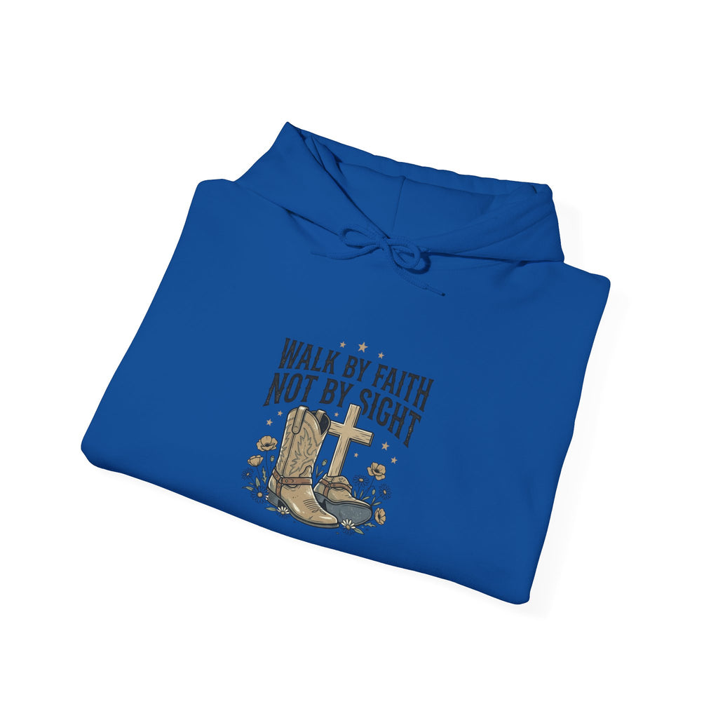 Faith Cowboy Hoodie — "Walk by Faith Not by Sight" Christian Western Sweatshirt