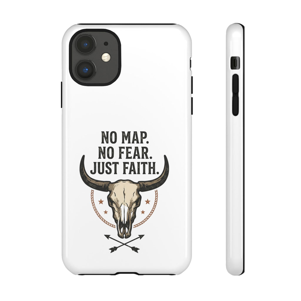 Phone Case — "No Map. No Fear. Just Faith." Skull Design