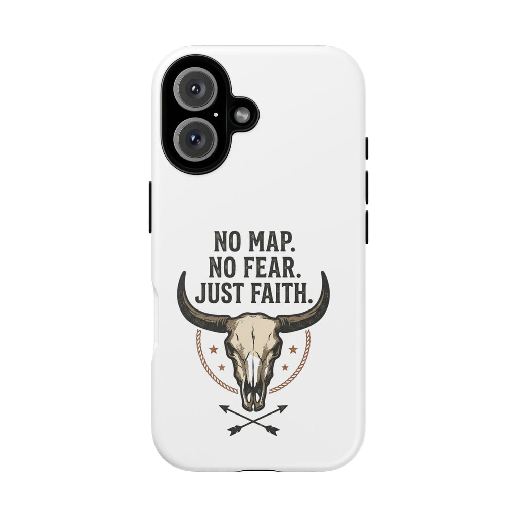 Phone Case — "No Map. No Fear. Just Faith." Skull Design