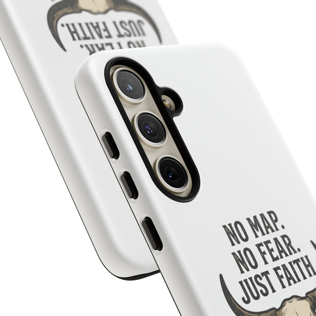 Phone Case — "No Map. No Fear. Just Faith." Skull Design