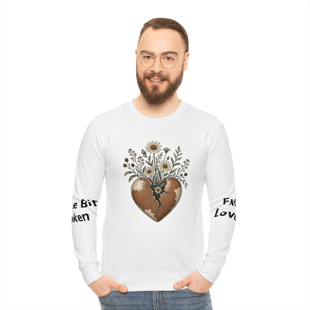 Broken Heart Floral Sweatshirt — Psalm 147:3 Inspirational Christian Pullover