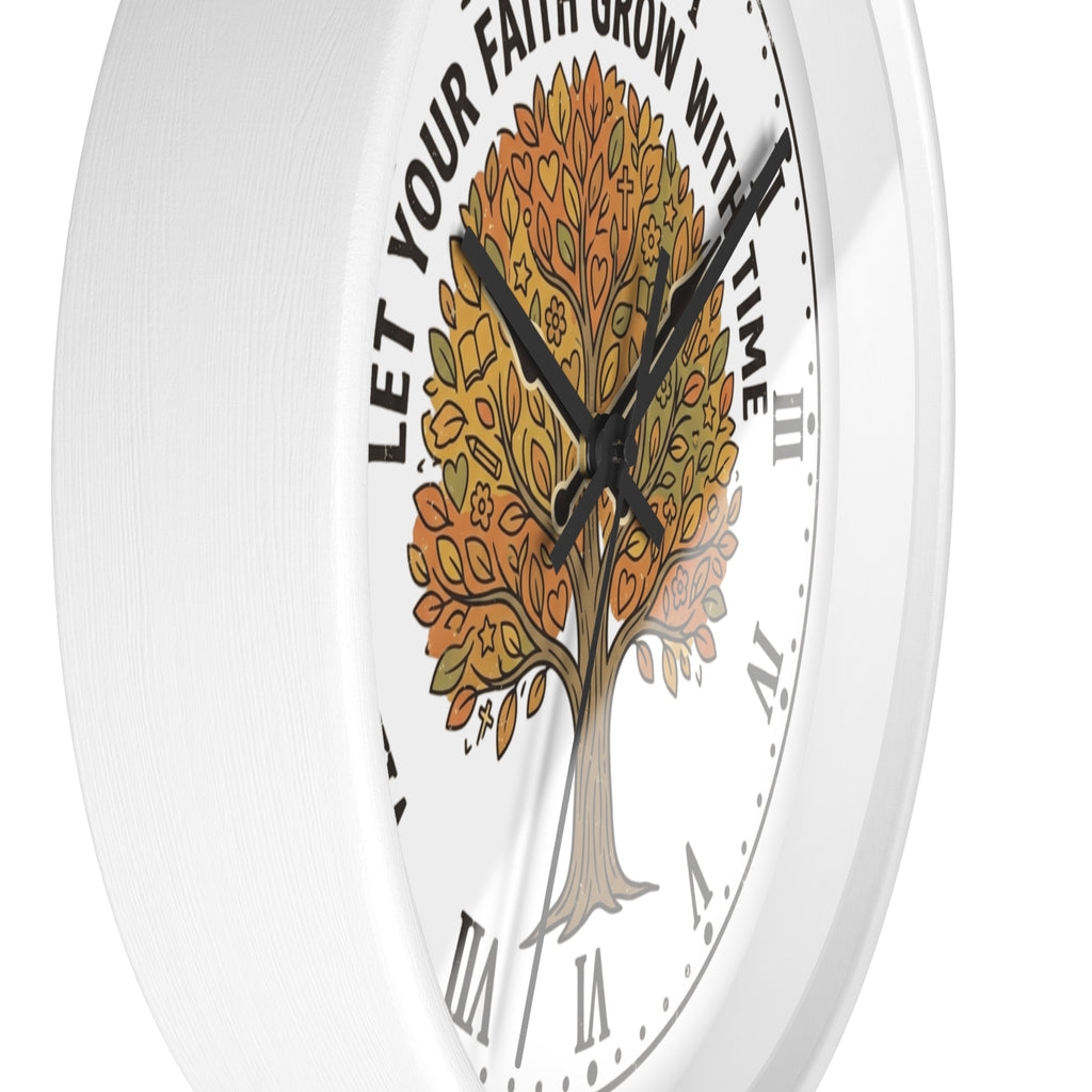 Fall Tree Wall Clock — "Let Your Faith Grow With Time" Inspirational Home Decor