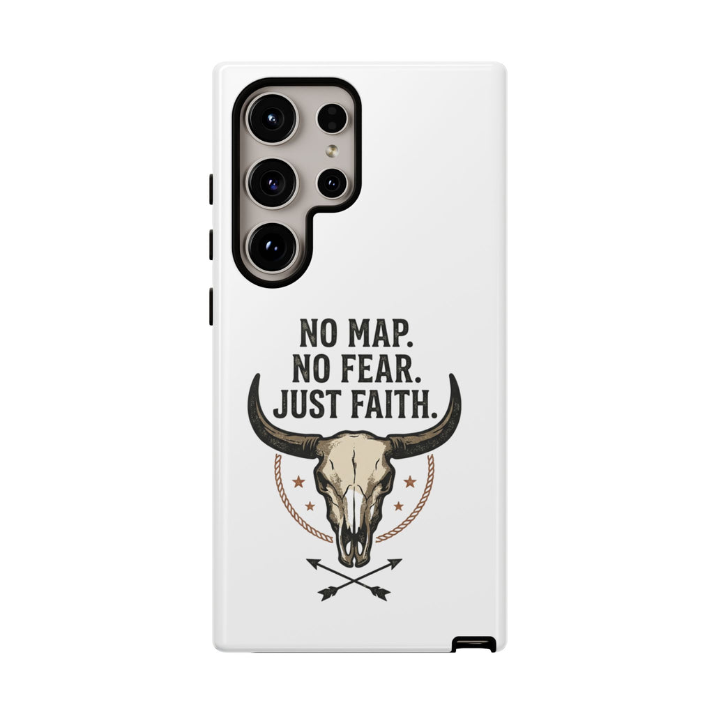 Phone Case — "No Map. No Fear. Just Faith." Skull Design