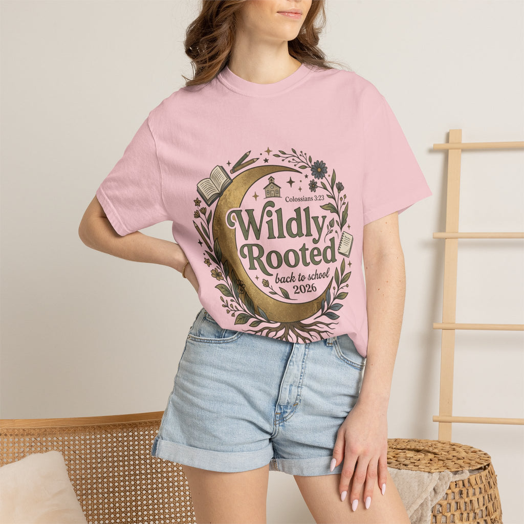 Wildly Rooted Back to School T-Shirt — Botanical Moon Design (2026)
