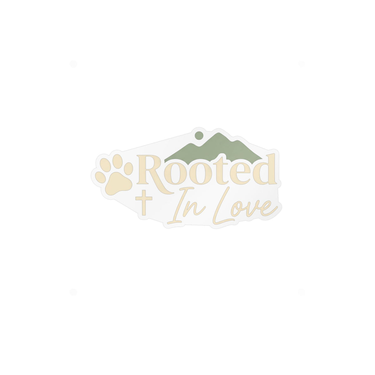 Rooted In Love Paw & Mountain Vinyl Sticker — Kiss-Cut Decal