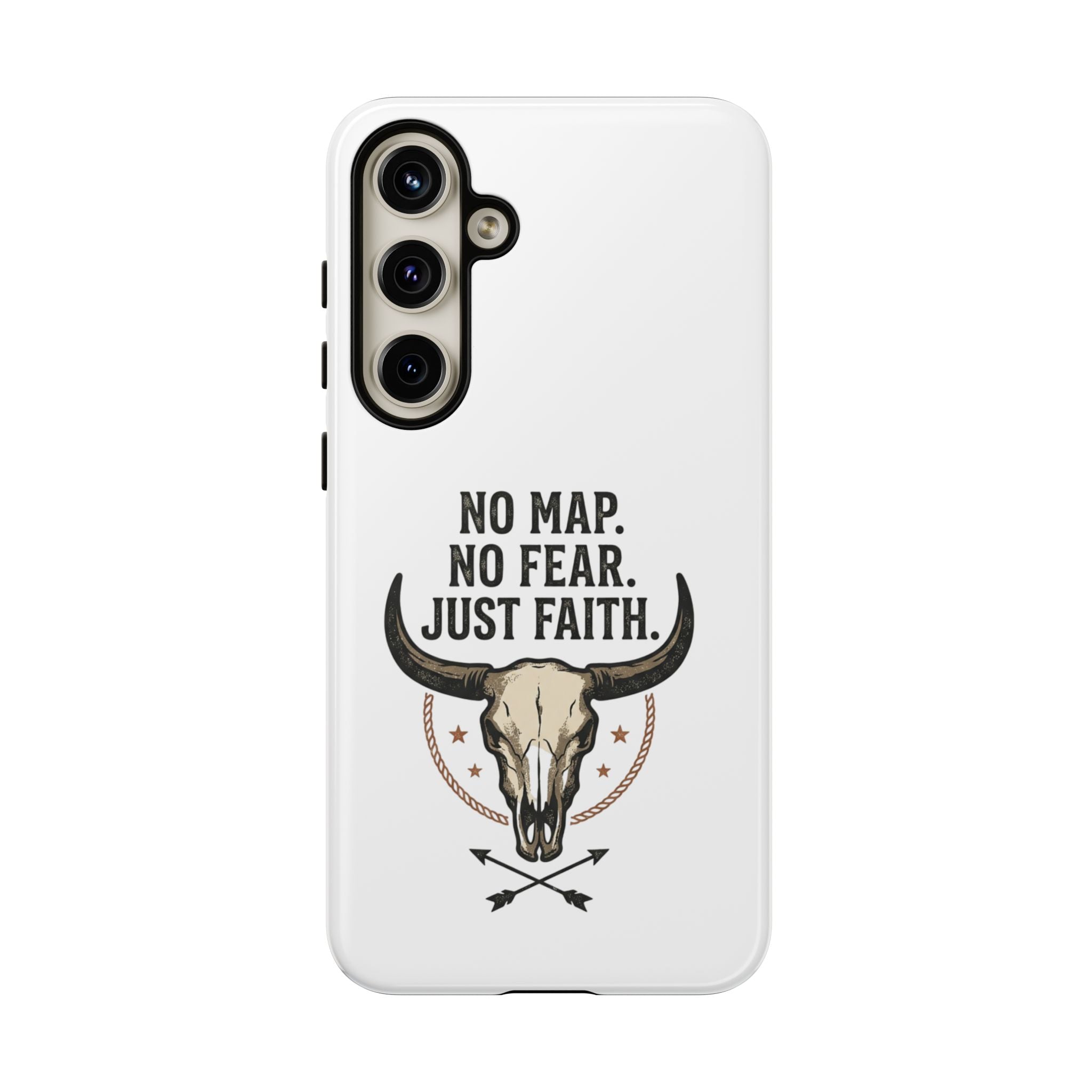 Phone Case — "No Map. No Fear. Just Faith." Skull Design