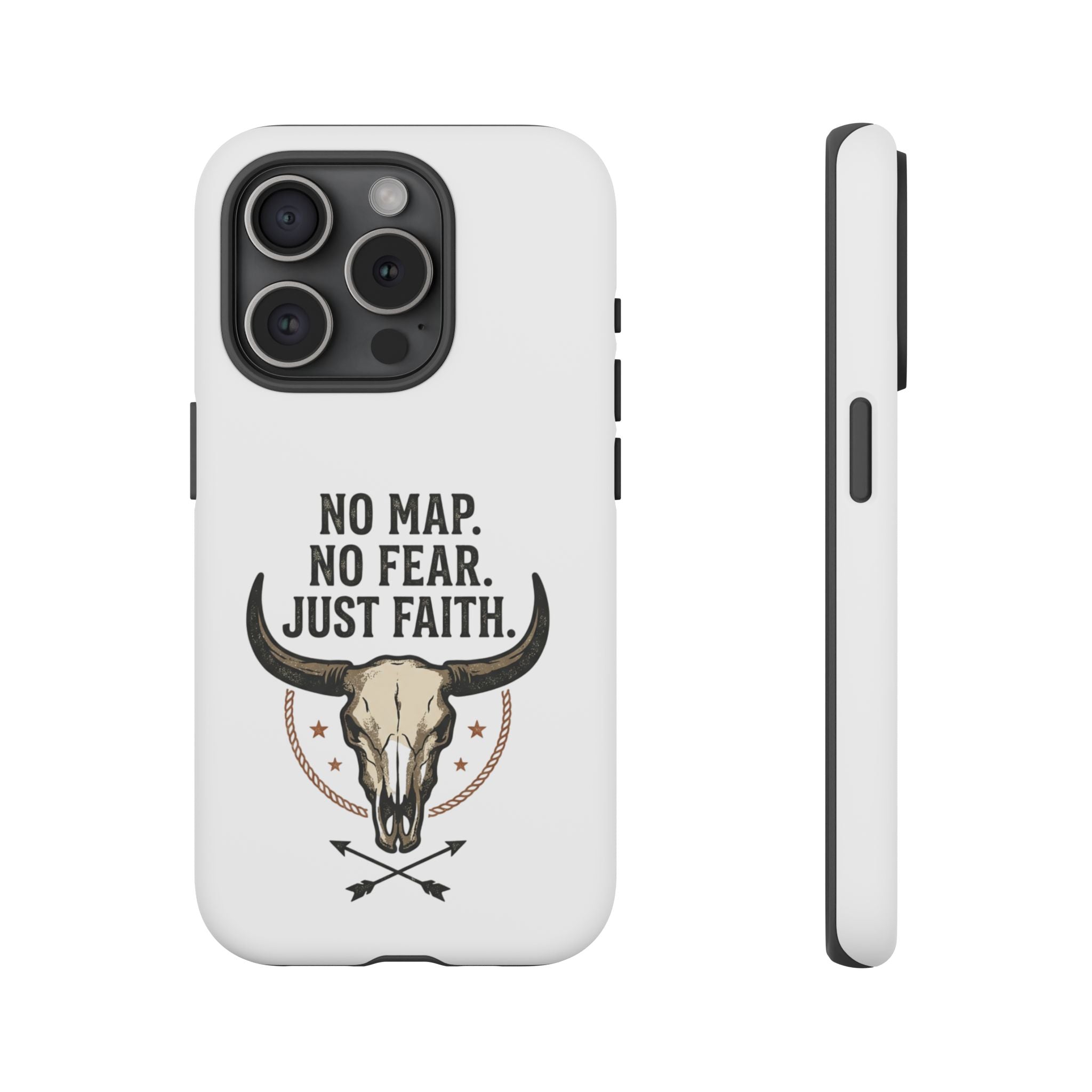 Phone Case — "No Map. No Fear. Just Faith." Skull Design