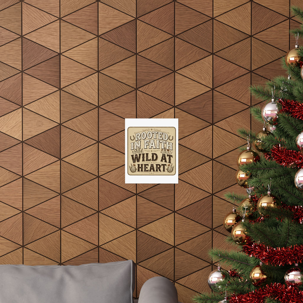 Rooted in Faith, Wild at Heart Matte Poster — Rustic Inspirational Wall Art