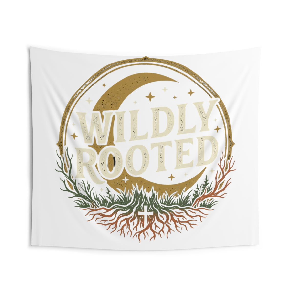 Wall Tapestry — "Wildly Rooted" Moon & Roots Boho Wall Art