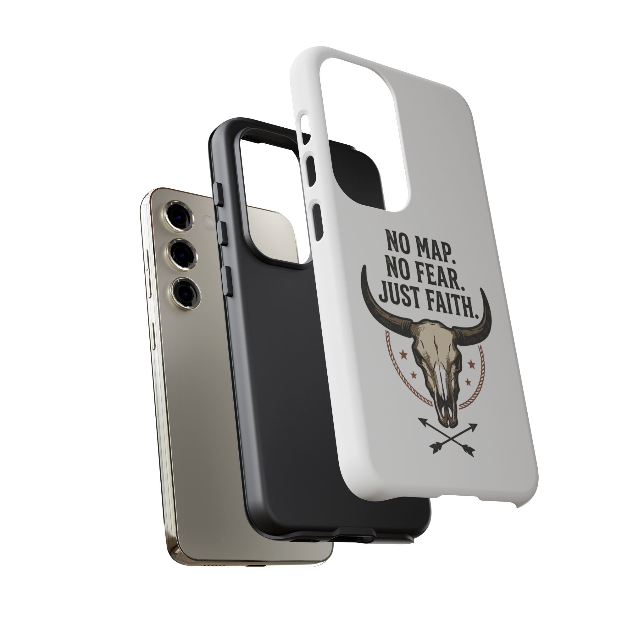 Phone Case — "No Map. No Fear. Just Faith." Skull Design